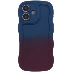 Phonesta Wavy Gradient Silicone Back Cover hoesje voor Apple iPhone 16 - Donkerblauw/Donkerpaars
