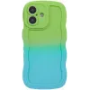 Phonesta Wavy Gradient Silicone Back Cover hoesje voor Apple iPhone 16 - Groen/Blauw