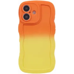 Phonesta Wavy Gradient Silicone Back Cover hoesje voor Apple iPhone 16 - Oranje/Geel