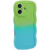 Phonesta Wavy Gradient Silicone Back Cover hoesje voor Apple iPhone 16 Plus - Groen/Blauw 2
