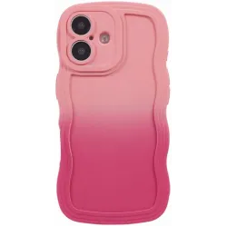 Phonesta Wavy Gradient Silicone Back Cover hoesje voor Apple iPhone 16 Plus - Roze