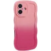 Phonesta Wavy Gradient Silicone Back Cover hoesje voor Apple iPhone 16 Plus - Roze 2