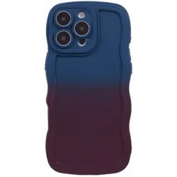 Phonesta Wavy Gradient Silicone Back Cover hoesje voor Apple iPhone 16 Pro - Donkerblauw/Donkerpaars