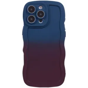 Phonesta Wavy Gradient Silicone Back Cover hoesje voor Apple iPhone 16 Pro - Donkerblauw/Donkerpaars