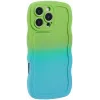 Phonesta Wavy Gradient Silicone Back Cover hoesje voor Apple iPhone 16 Pro - Groen/Blauw 2