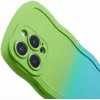 Phonesta Wavy Gradient Silicone Back Cover hoesje voor Apple iPhone 16 Pro - Groen/Blauw 6