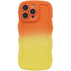 Phonesta Wavy Gradient Silicone Back Cover hoesje voor Apple iPhone 16 Pro - Oranje/Geel