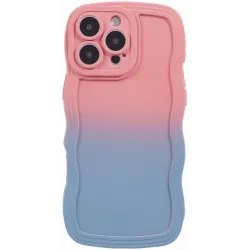Phonesta Wavy Gradient Silicone Back Cover hoesje voor Apple iPhone 16 Pro - Roze/Blauw
