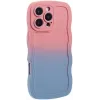 Phonesta Wavy Gradient Silicone Back Cover hoesje voor Apple iPhone 16 Pro - Roze/Blauw 2