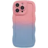 Phonesta Wavy Gradient Silicone Back Cover hoesje voor Apple iPhone 16 Pro Max - Roze/Blauw