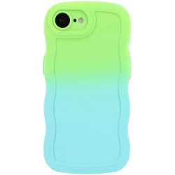 Phonesta Wavy Gradient Silicone Back Cover hoesje voor Apple iPhone 17e/16e - Groen/Blauw
