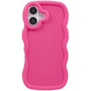 Phonesta Wavy Silicone Back Cover hoesje voor Apple iPhone 16 - Hot Pink