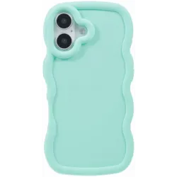 Phonesta Wavy Silicone Back Cover hoesje voor Apple iPhone 16 - Mintgroen