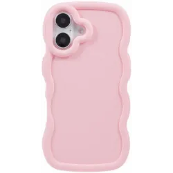 Phonesta Wavy Silicone Back Cover hoesje voor Apple iPhone 16 - Roze
