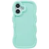 Phonesta Wavy Silicone Back Cover hoesje voor Apple iPhone 16 Plus - Mintgroen