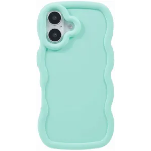 Phonesta Wavy Silicone Back Cover hoesje voor Apple iPhone 16 Plus - Mintgroen