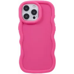 Phonesta Wavy Silicone Back Cover hoesje voor Apple iPhone 16 Pro Max - Hot Pink