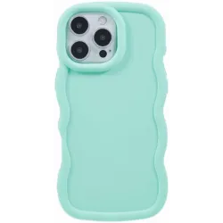 Phonesta Wavy Silicone Back Cover hoesje voor Apple iPhone 16 Pro Max - Mintgroen