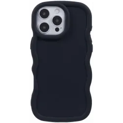 Phonesta Wavy Silicone Back Cover hoesje voor Apple iPhone 16 Pro Max - Zwart