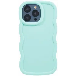Phonesta Wavy Silicone Back Cover hoesje voor Apple iPhone 15 Pro Max - Mintgroen