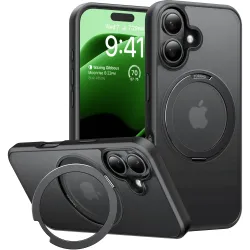 Torras Ostand Pro Back Cover hoesje met MagSafe voor Apple iPhone 16 Plus - Zwart