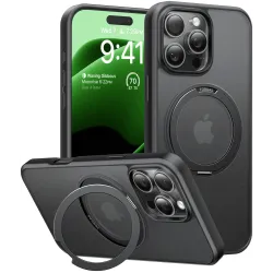 Torras Ostand Pro Back Cover hoesje met MagSafe voor Apple iPhone 16 Pro - Zwart