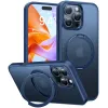 Torras Ostand Pro Back Cover hoesje met MagSafe voor Apple iPhone 16 Pro - Donkerblauw 0