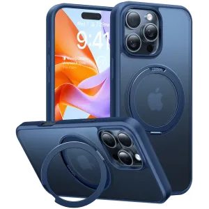 Torras Ostand Pro Back Cover hoesje met MagSafe voor Apple iPhone 16 Pro - Donkerblauw