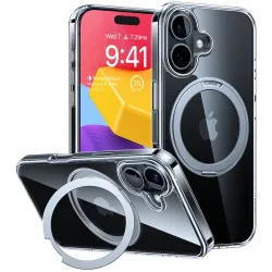 Torras Ostand Pro Back Cover hoesje met MagSafe voor Apple iPhone 16 - Transparant