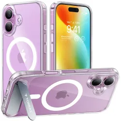 Torras Pstand Back Cover hoesje met MagSafe voor Apple iPhone 16 - Transparant
