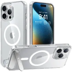 Torras Pstand Back Cover hoesje met MagSafe voor Apple iPhone 16 Pro - Transparant
