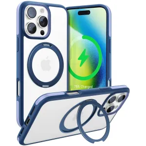 Torras Ostand R Fusion Back Cover hoesje met MagSafe voor Apple iPhone 16 Pro - Donkerblauw