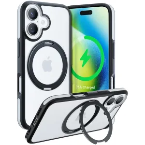 Torras Ostand R Fusion Back Cover hoesje met MagSafe voor Apple iPhone 16 - Zwart