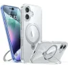 Torras Ostand Spin Back Cover hoesje met MagSafe voor Apple iPhone 16 - Transparant 0