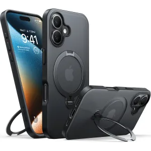 Torras Ostand Spin Back Cover hoesje met MagSafe voor Apple iPhone 16 Plus - Zwart