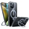 Torras Ostand Spin Back Cover hoesje met MagSafe voor Apple iPhone 16 Pro - Transparant 0