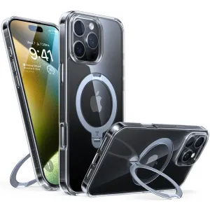 Torras Ostand Spin Back Cover hoesje met MagSafe voor Apple iPhone 16 Pro - Transparant