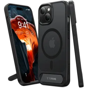 Torras Pstand Back Cover hoesje met MagSafe voor Apple iPhone 15 - Zwart