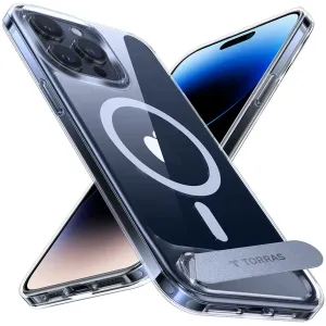 Torras Pstand Back Cover hoesje met MagSafe voor Apple iPhone 15 Pro Max - Transparant