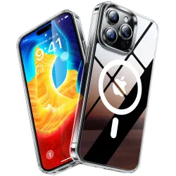 Torras Diamond Back Cover hoesje met MagSafe voor Apple iPhone 15 Pro - Transparant