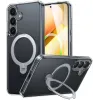 Torras Ostand Spin Back Cover hoesje met MagSafe voor Samsung Galaxy S25 Plus - Transparant 0