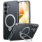 Torras Ostand Spin Back Cover hoesje met MagSafe voor Samsung Galaxy S25 Plus - Transparant