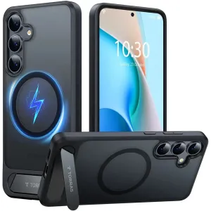 Torras Pstand Back Cover hoesje met MagSafe voor Samsung Galaxy S25 Plus - Zwart