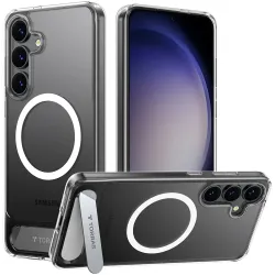 Torras Pstand Back Cover hoesje met MagSafe voor Samsung Galaxy S25 Plus - Transparant
