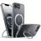 Torras Ostand Spin Back Cover hoesje met MagSafe voor Apple iPhone 17e/16e - Transparant
