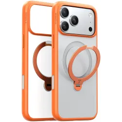 Torras Ostand Spin Back Cover hoesje met MagSafe voor Apple iPhone 17 Pro Max - Oranje