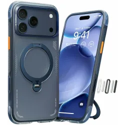 Torras Ostand Spin Air Back Cover hoesje met MagSafe voor Apple iPhone 17 Pro Max - Donkerblauw